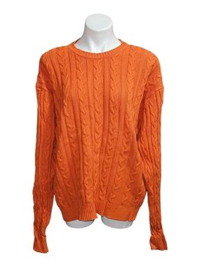 Club Room Orange Cable Knit Crewneck Sweater